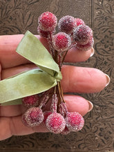 Load image into Gallery viewer, Red Frosted Stamen Balls - Cranberry Holiday Headband Crown - Christmas Collage Decoration - Sugar Stamen Berry Millinery Wedding Supplies
