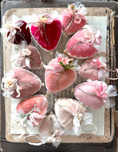Load image into Gallery viewer, Coral Pink Silk Velvet Large Valentine Heart Token
