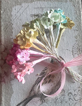 Load image into Gallery viewer, EASTER Basket Mini Collection Hand Dyed Tiny Flower Posy - Vintage Style Forget Me Not Flowers for Display and Crafting
