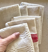 Load image into Gallery viewer, Red Stripe Collection~ Vintage French Homespun Rustic Linen Fabric Bundle
