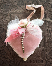 Load image into Gallery viewer, Ballet Pink Silk Velvet Small Valentine Heart Token
