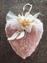 Load image into Gallery viewer, Blush Pink Silk Velvet Large Valentine Heart Token
