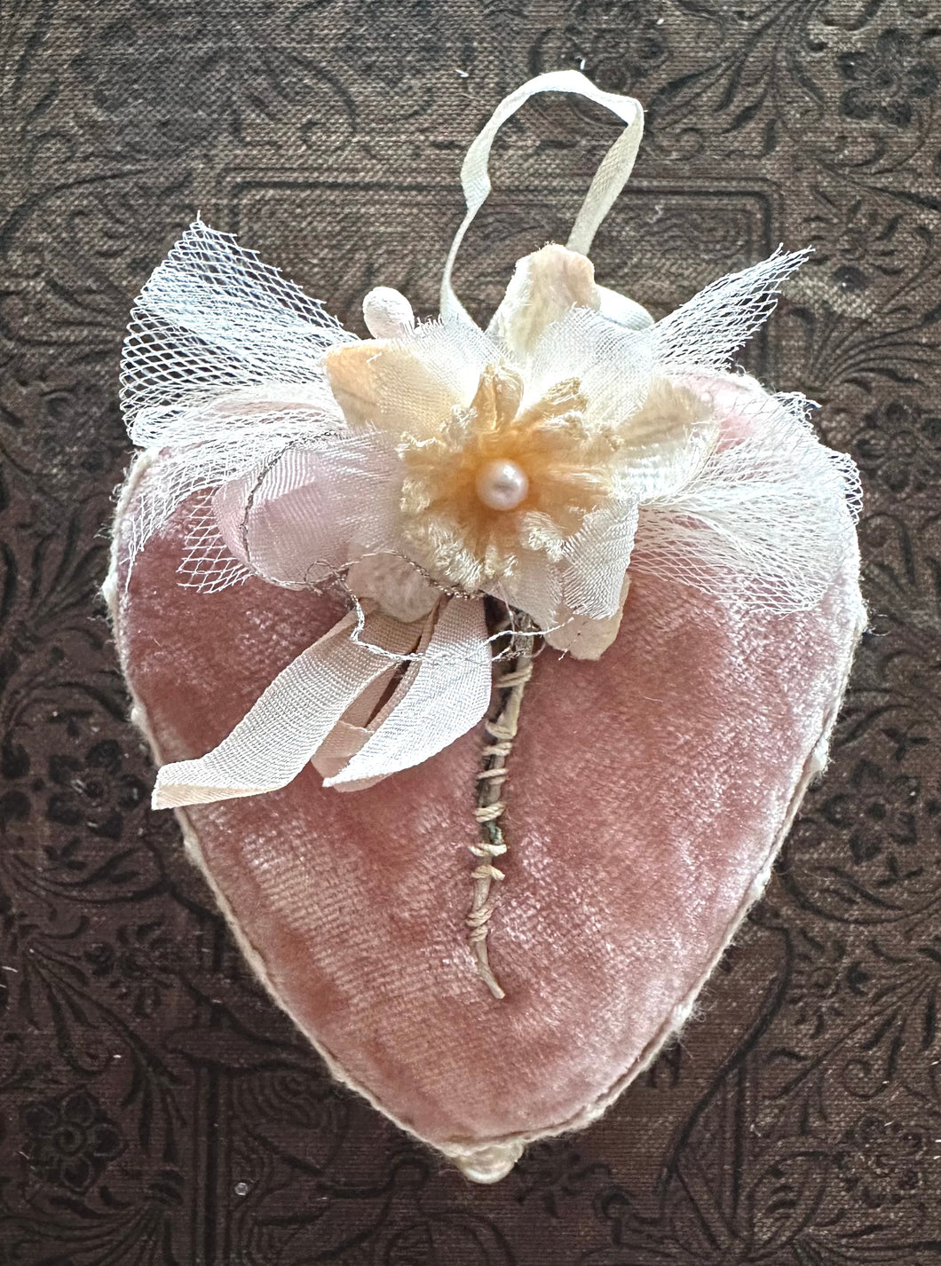 Blush Pink Silk Velvet Large Valentine Heart Token