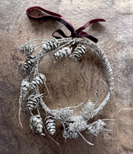 Load image into Gallery viewer, Silver Glitter Frosted Pinecone Wreath 12 Days of Christmas
