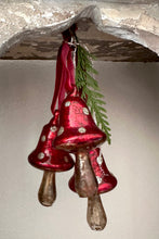 Load image into Gallery viewer, Glass Mushroom Ornaments on Velvet Ribbons
