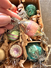 Load image into Gallery viewer, LAST ONE ~ 20 Tiny Mercury Glass Feather Tree Tinsel Ornaments in Gift Box
