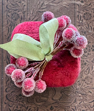 Load image into Gallery viewer, Red Frosted Stamen Balls - Cranberry Holiday Headband Crown - Christmas Collage Decoration - Sugar Stamen Berry Millinery Wedding Supplies
