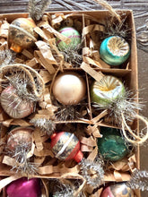 Load image into Gallery viewer, LAST ONE ~ 20 Tiny Mercury Glass Feather Tree Tinsel Ornaments in Gift Box
