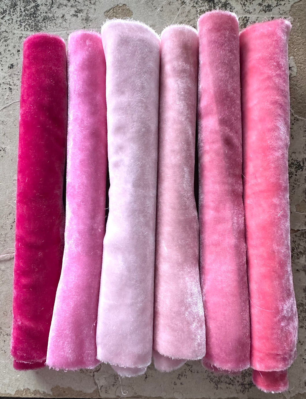 LAST ONE 6 Pieces Sweetheart Pinks Hand Dyed Silk Velvet Valentine Collection