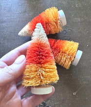 Load image into Gallery viewer, Candy Corn Orange Striped Trees - 4 Inch Vintage Style Halloween Bottle Brush Trees
