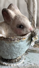 Load image into Gallery viewer, MADE TO ORDER Tiny Spun Cotton Bunny Nestled in a Spun Cotton Basket
