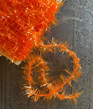 Load image into Gallery viewer, Orange Icicle Tinsel Trim - 12 Feet Tiny Halloween Garland
