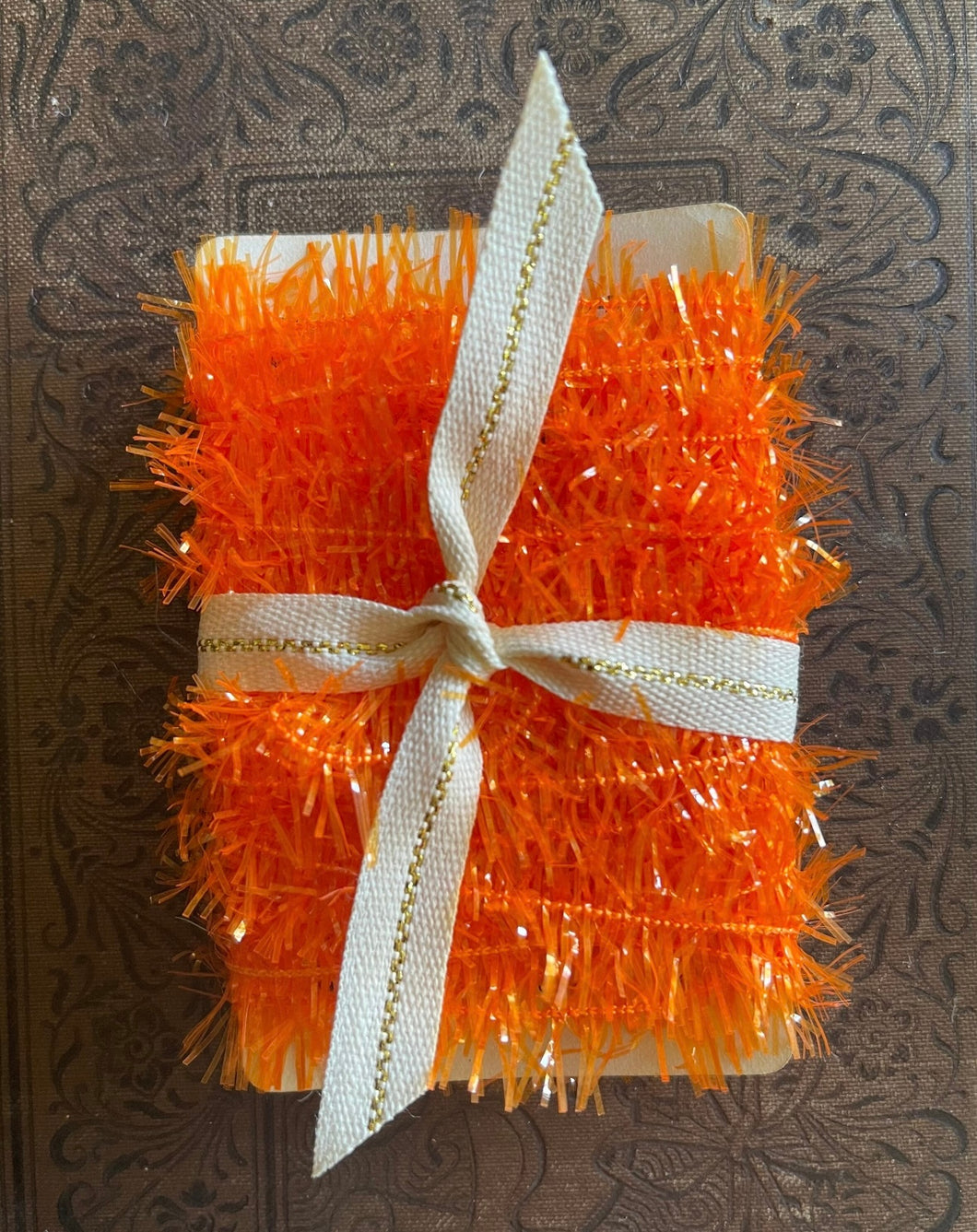 Orange Icicle Tinsel Trim - 12 Feet Tiny Halloween Garland