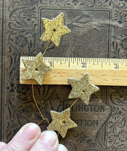 Load image into Gallery viewer, 74 Gold Glitter Stars Garland - 6 Feet Holiday Decorating Garland - Tiny Wired Gold Stars Glittery Christmas Garland
