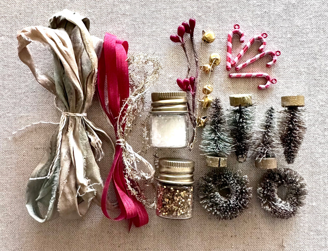 Tiny Tree Trimming Kit with Vintage and Hand Dyed Trims