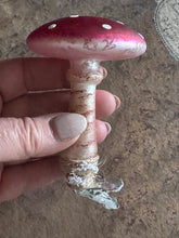 Load image into Gallery viewer, Mercury Glass Mushroom Ornament on a Clip - Hand Painted Amanita Mushroom
