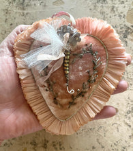 Load image into Gallery viewer, Blush Pink Silk Velvet Sacred Heart Token
