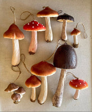 Load image into Gallery viewer, Tiny Brown Mushroom Ornament Set of 3
