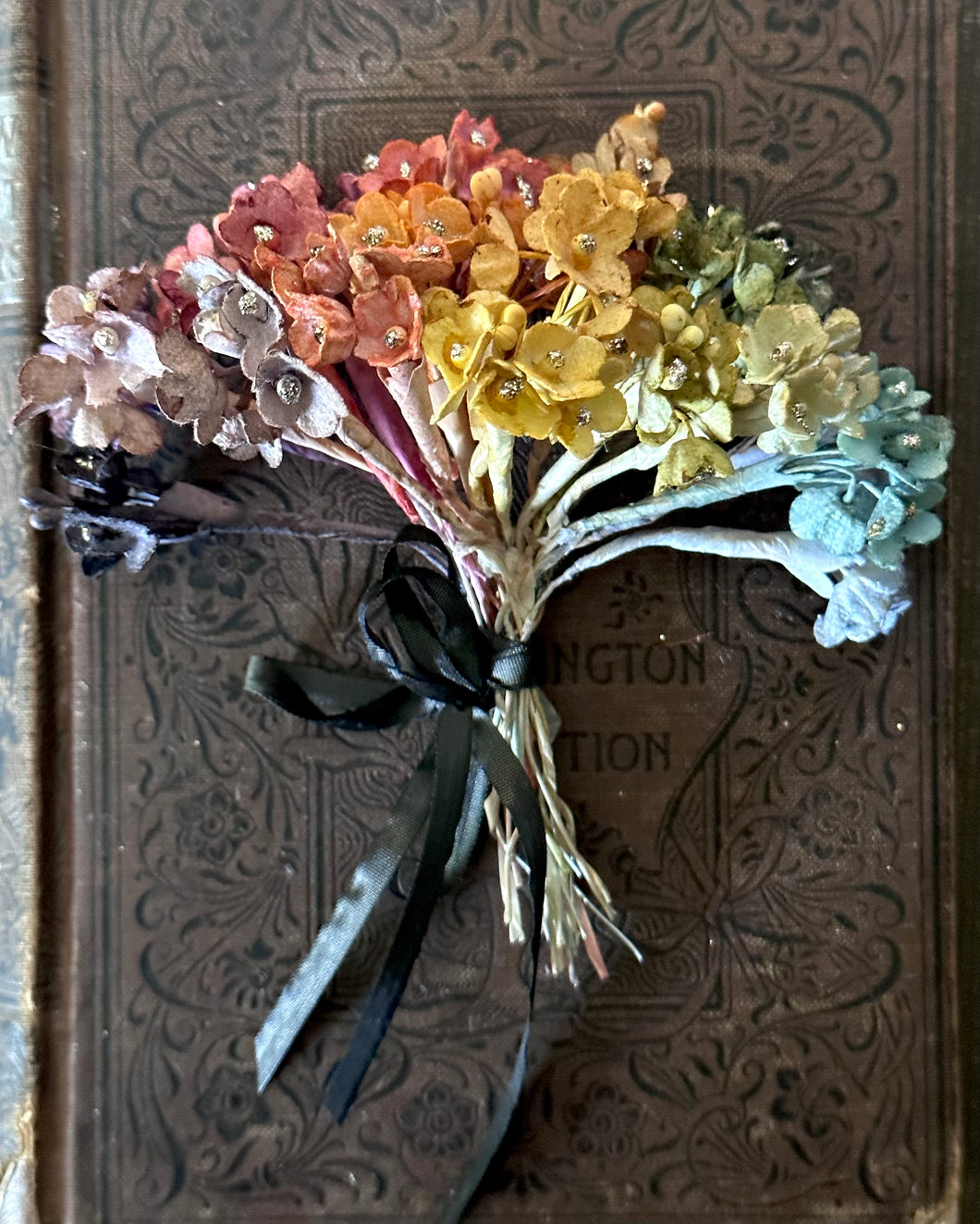 RESERVED for TONYA Autumn Twilight Collection Hand Dyed Tiny Flower Posy - Vintage Style Forget Me Not Flowers for Display and Crafting