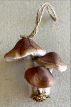 Load image into Gallery viewer, Tiny Brown Mushroom Ornament Set of 3
