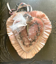 Load image into Gallery viewer, Blush Pink Silk Velvet Sacred Heart Token
