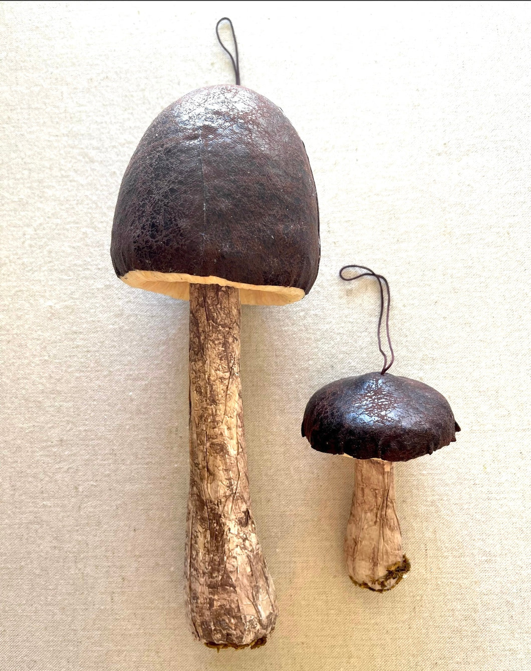 Deep Brown Mushroom Ornaments