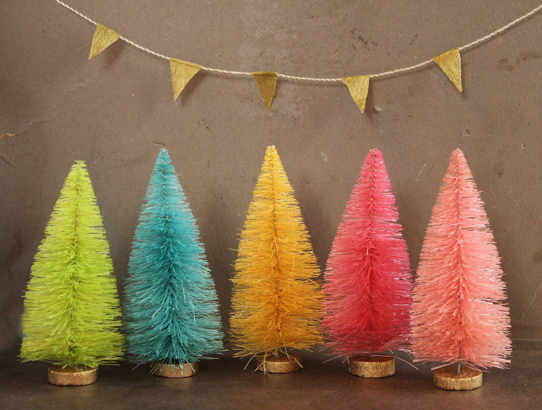 4 Inch Dyed Gumdrop Bottle Brush Holiday Trees