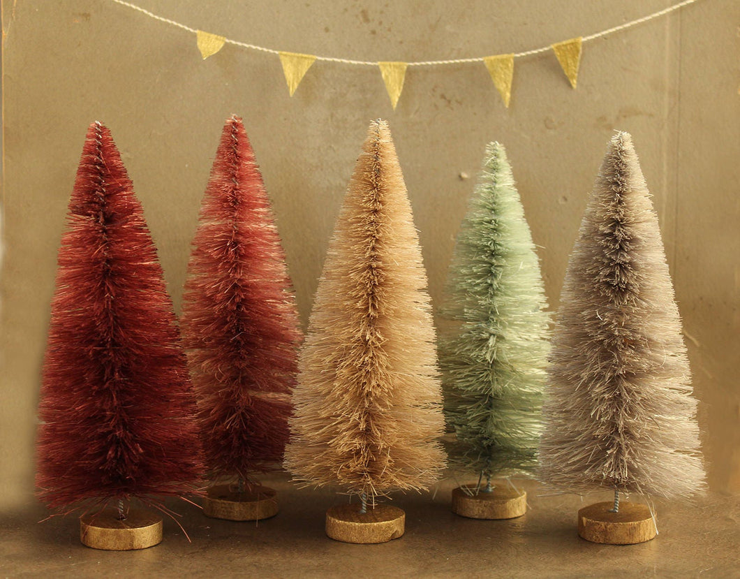 6 Inch Dyed Rose Gold Forest Bottle Brush Trees