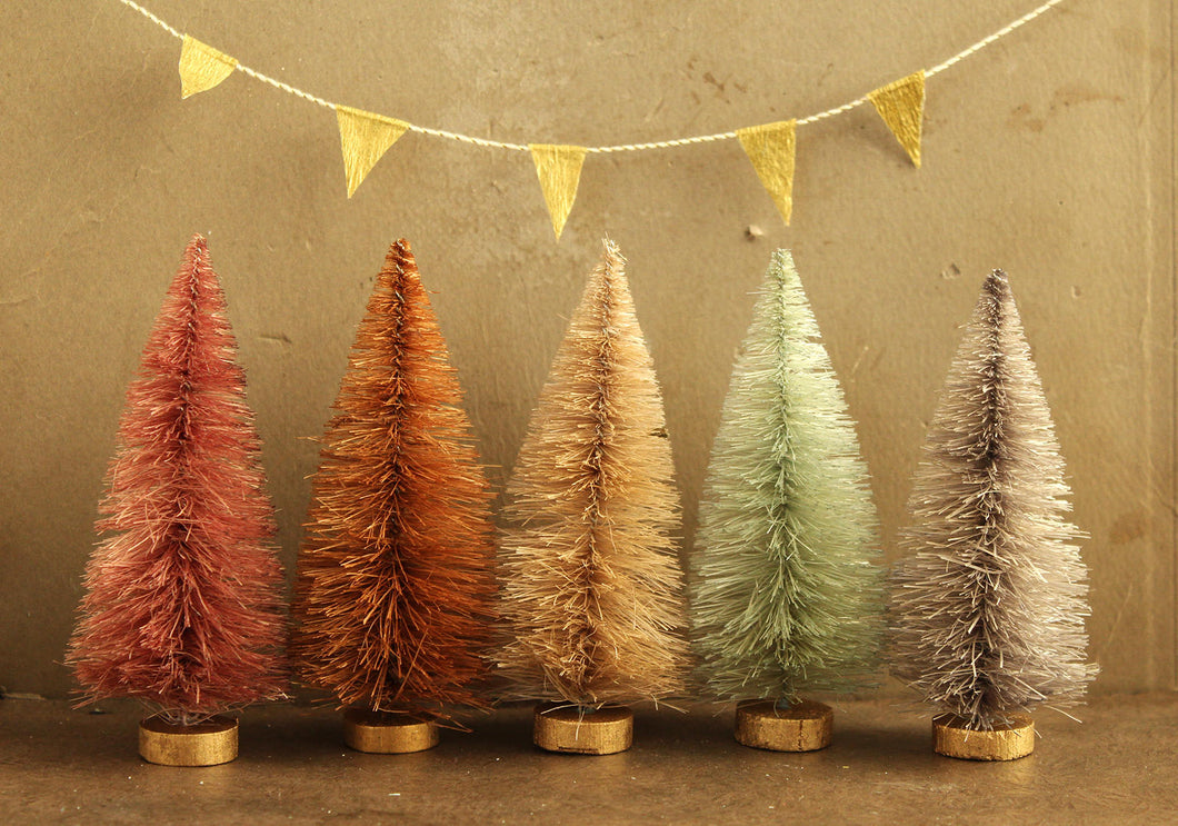 4 Inch Dyed Unicorn Forest Bottle Brush Holiday Trees