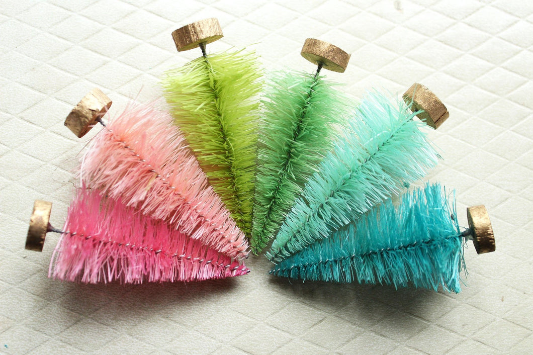 Retro Pastel Bottle Brush Christmas Trees