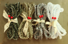 Load image into Gallery viewer, Frost White Wired Spiral Tinsel Garland Trim
