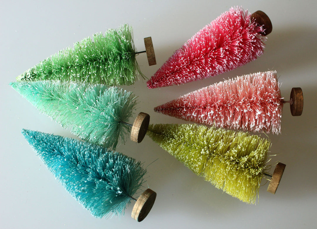 Rainbow Bottle Brush Tree Collection - Set Of 6 Inch And 4 Inch Retro ...