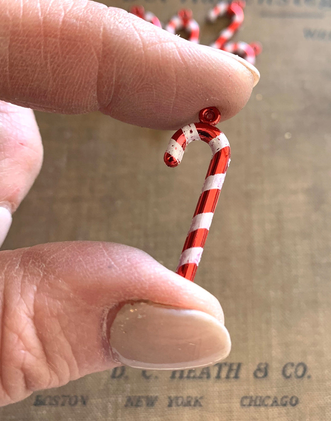 8 Miniature Holiday Candy Cane Decorations