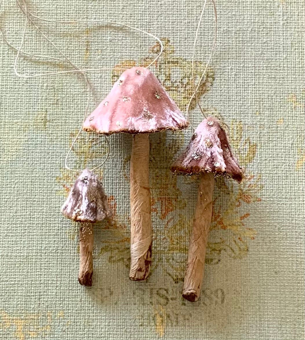 Blush Pink Velvet Mushrooms Made to Order Decorations