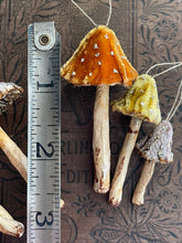 Load image into Gallery viewer, Silk Velvet Mushroom Woodland Set of 7 Velvet Toadstool Decorations - Made to Order Handmade Fairy Mushrooms Terrarium Display
