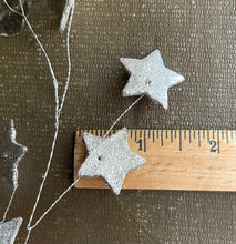 Load image into Gallery viewer, 74 Silver Glitter Stars Garland - 6 Feet Holiday Decorating Garland - Tiny Wired Silver Stars Glittery Christmas Garland
