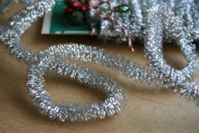 Load image into Gallery viewer, Wired Silver Tinsel Garland for Decorating and Crafting - Tiny Dollhouse Christmas Garland - Silver Holiday Gift Wrapping Tinsel Trim
