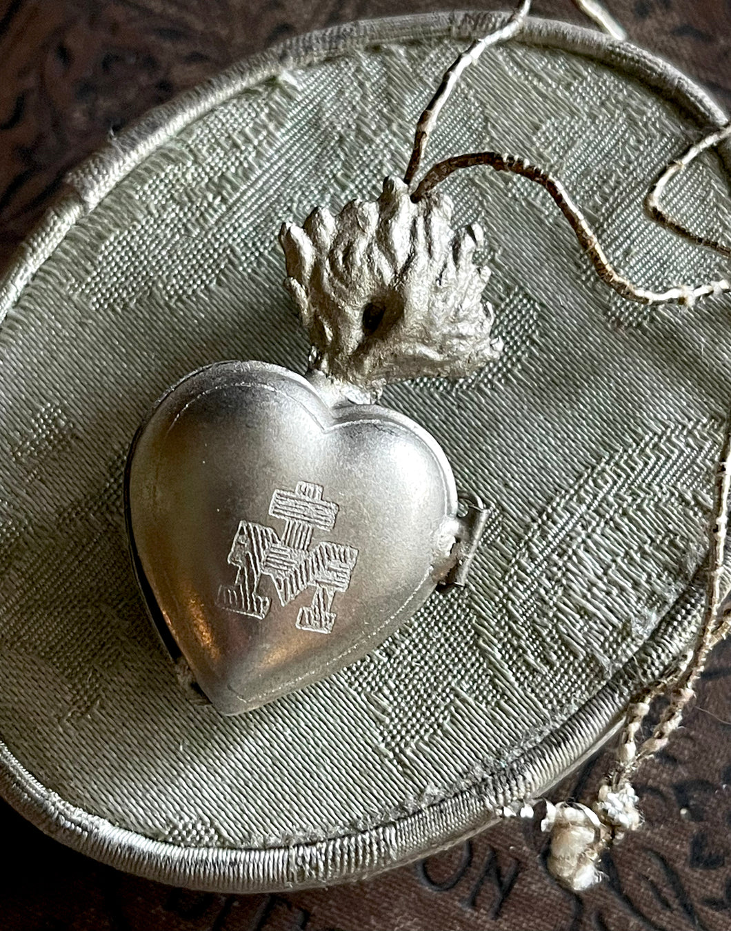 Sacred Heart Silver Locket Ornament