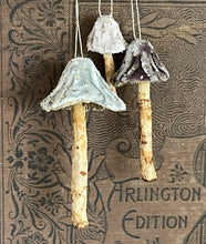 Load image into Gallery viewer, Silver Gray Velvet Mushrooms Made to Order Holiday Decorations
